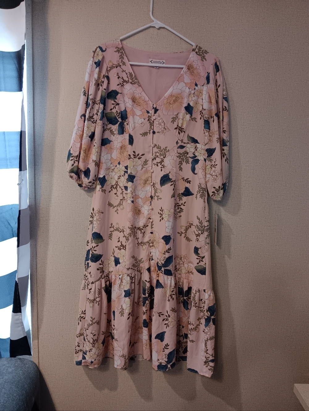 Nanette Lepore Pink Floral Button-Front Midi Dress Sz 8 New With Tag $138